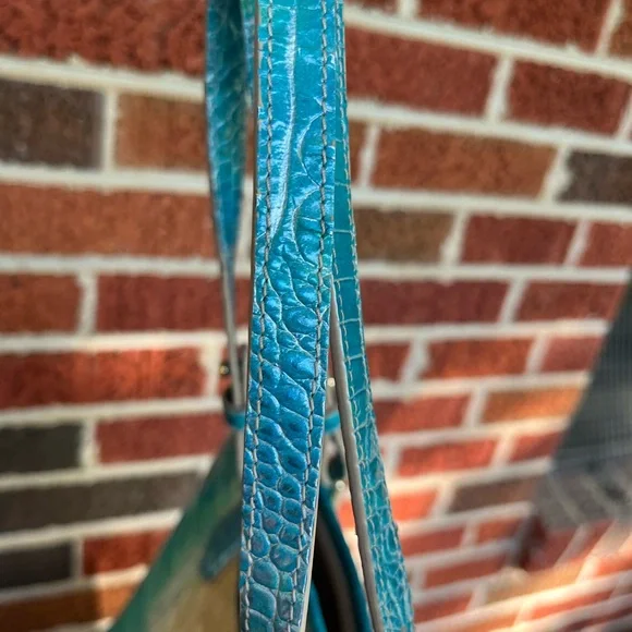 Brahmin Teal to Cream Ombre Croc-Embossed Tote with Dust bag and incert - Picture 14 of 16